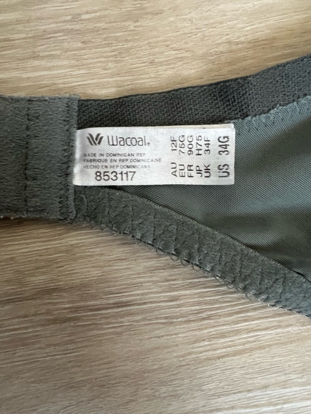 Wacoal La Femme Underwire T-Shirt Bra Charcoal Gray 853117 34G - Picture 2 of 7